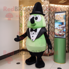 Olive Ice Cream Cone mascot costume character dressed with a Tuxedo and Cummerbunds