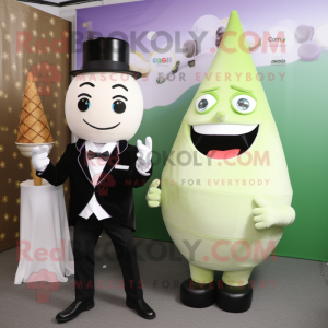 Olive Ice Cream Cone mascot costume character dressed with a Tuxedo and Cummerbunds