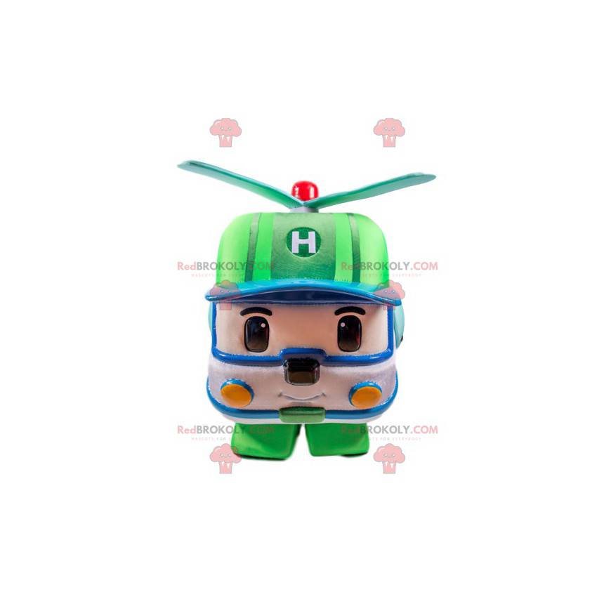 Mascotte d'hélicoptère vert et blanc, façon Transformers - Mascotte d'hélicoptère vert et blanc, façon Transformers -