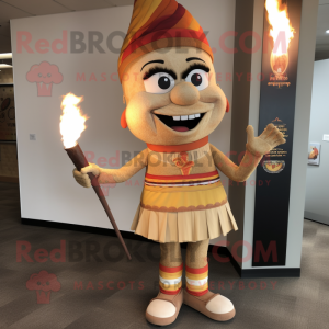 Tan Fire Eater maskot drakt...