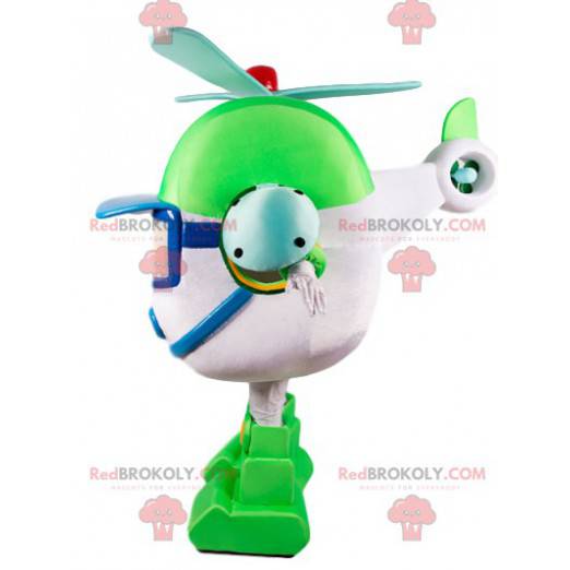 Mascote do helicóptero verde e branco, maneira dos Transformers