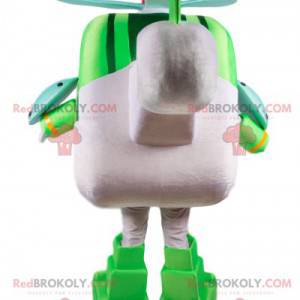 Zielona i biała maskotka helikopter, sposób Transformers -