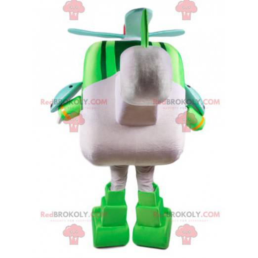 Green and white helicopter mascot, Transformers way -