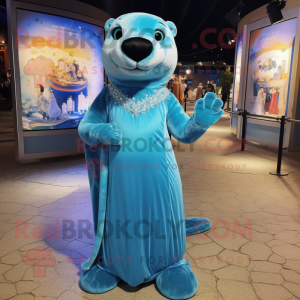 Blue Otter mascotte kostuum...