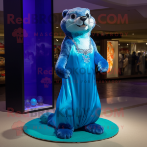 Blue Otter mascotte kostuum...