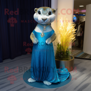 Blue Otter maskot kostym...