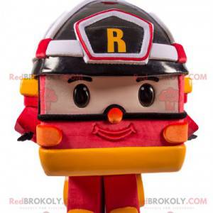 Mascotte del camion rosso e nero, trasformando il modo -