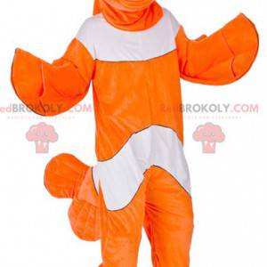 Mascotte de poisson-clown orange et blanc - Redbrokoly.com