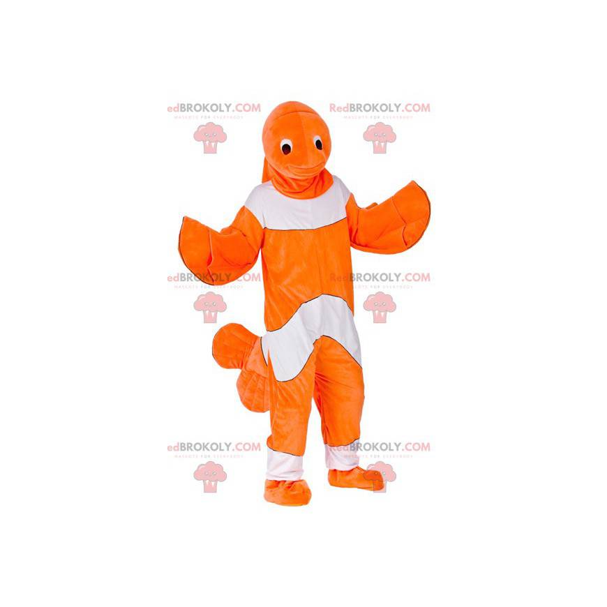 Mascote peixe-palhaço laranja e branco - Redbrokoly.com