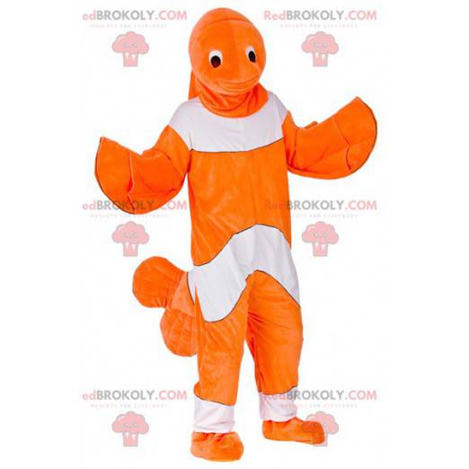 Mascotte de poisson-clown orange et blanc - Redbrokoly.com