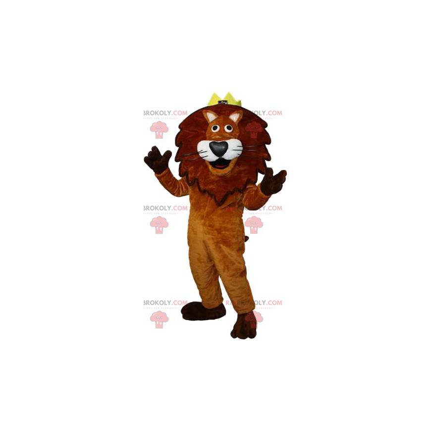 Mascotte leone con una corona. Costume da leone - Redbrokoly.com