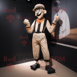 Tan Mime mascot costume character dressed with a Trousers and Belts