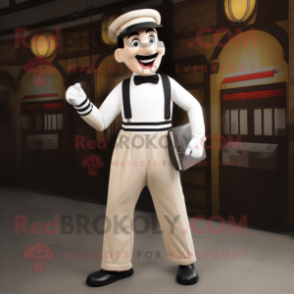 Tan Mime mascot costume character dressed with a Trousers and Belts