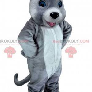 Mascotte de souris blanche et grise. Costume de souris -