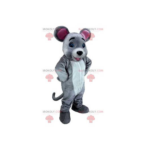 Mascotte de souris blanche et grise. Costume de souris -