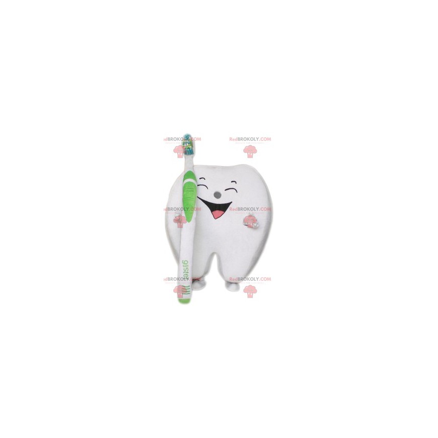 Hvit tann maskot. Hvit tanndrakt - Redbrokoly.com