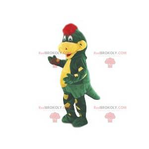 Mascotte coccodrillo verde e giallo. Costume da coccodrillo -