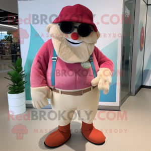 Tan Raspberry mascot costume character dressed with a Bermuda Shorts and Earrings