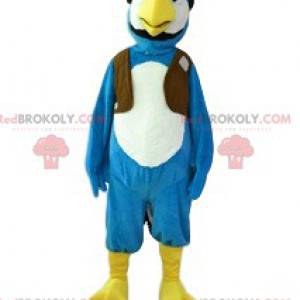 Mascotte uccello blu e bianco. Costume da aquila -