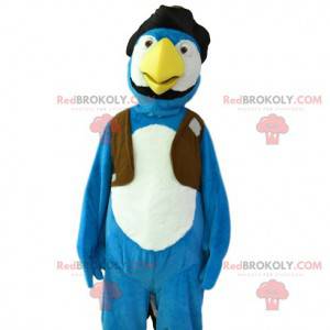 Blauwe en witte vogel mascotte. Adelaar kostuum - Redbrokoly.com