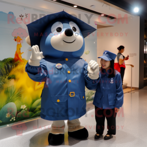 Navy Pho mascot costume character dressed with a Raincoat and Watches