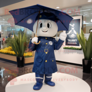 Navy Pho mascot costume character dressed with a Raincoat and Watches