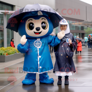 Navy Pho mascot costume character dressed with a Raincoat and Watches