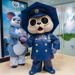 Navy Pho mascot costume character dressed with a Raincoat and Watches