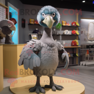 Gray Dodo Bird mascot costume character dressed with a Tank Top and Belts