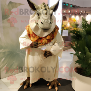 Cream Triceratops maskot...