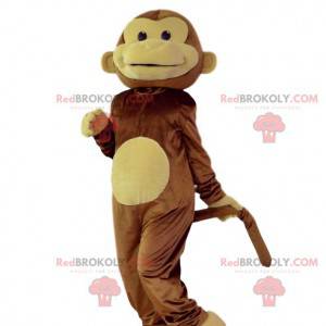 Mascotte de singe rieur marron et jaune. Costume de singe -