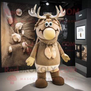 Beige Irish Elk mascot costume character dressed with a Leggings and Beanies
