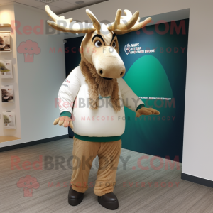 Beige Irish Elk mascot costume character dressed with a Leggings and Beanies