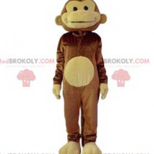 Brown and yellow laughing monkey mascot. Monkey costume -