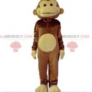 Mascotte de singe rieur marron et jaune. Costume de singe -