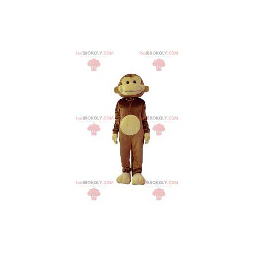 Brun och gul skrattande apa maskot. Monkey kostym -