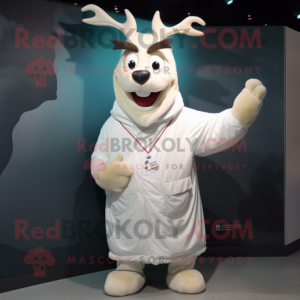 Hvid rensdyr maskot kostume...