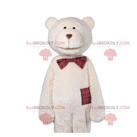 Mascota del oso polar con una pajarita a cuadros -