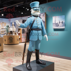 Cyan Civil War Soldier mascot costume character dressed with a Shorts and Hairpins