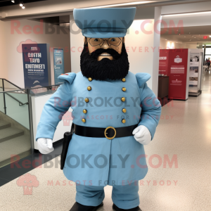 Cyan Civil War Soldier mascot costume character dressed with a Shorts and Hairpins