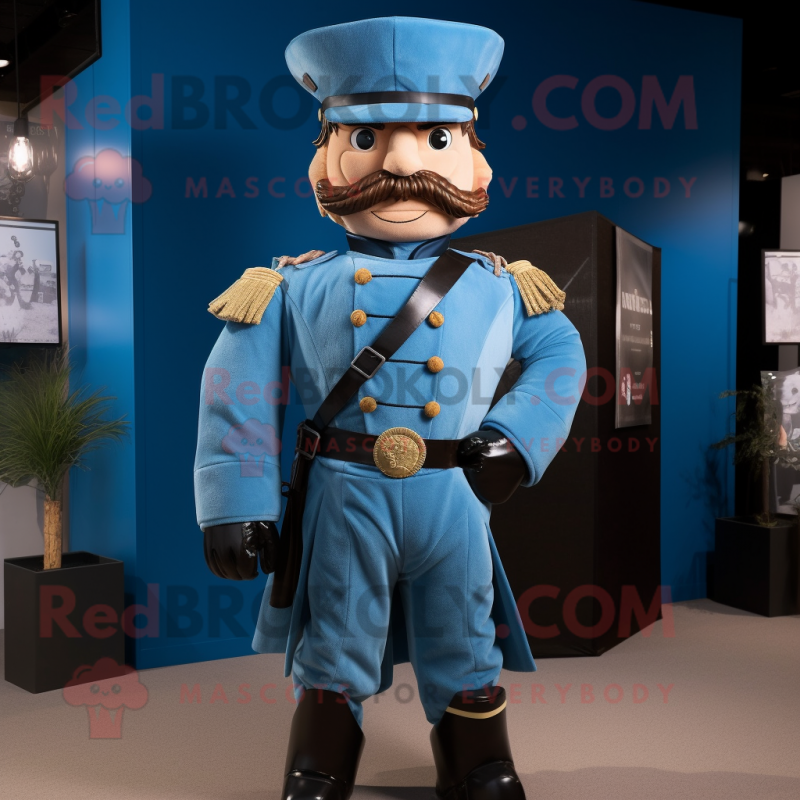 Cyan Civil War Soldier mascot costume character dressed with a Shorts and Hairpins