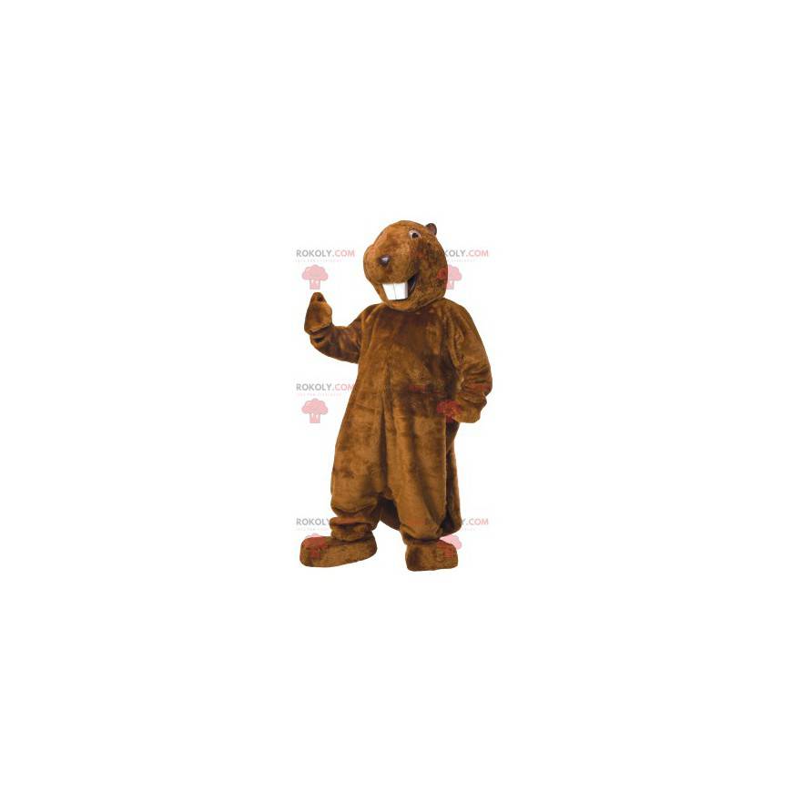 Super smilende bæver maskot. Beaver kostume - Redbrokoly.com