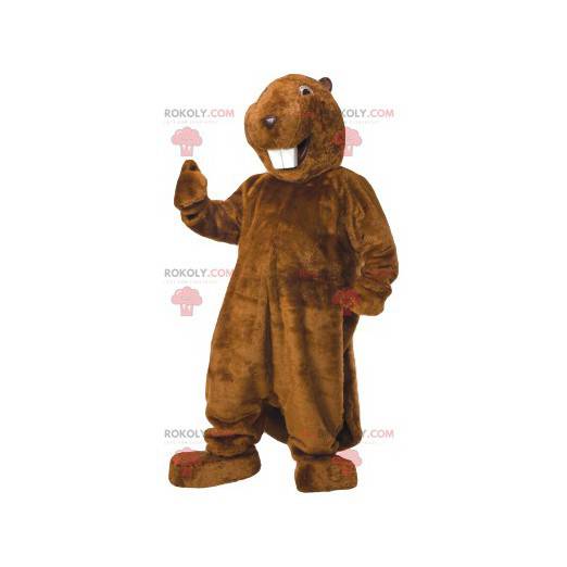 Super smiling beaver mascot. Beaver costume - Redbrokoly.com