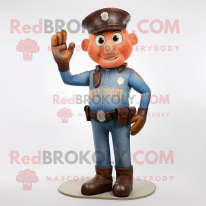 Rust Police Officer mascot costume character dressed with a Jeggings and Gloves