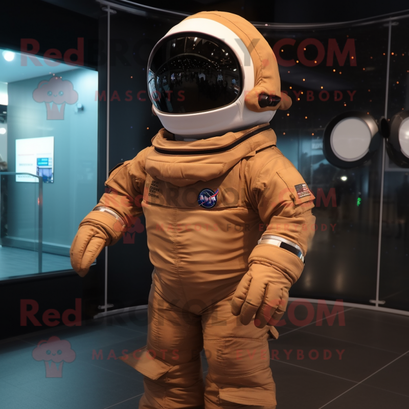 Brown Astronaut mascot costume character dressed with a T-Shirt and Hats Brown Astronaut mascot costume character dressed with a T-Shirt and Hats