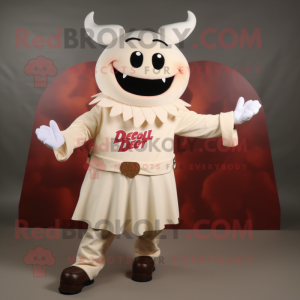 Cream Devil mascot costume character dressed with a Jacket and Shoe laces