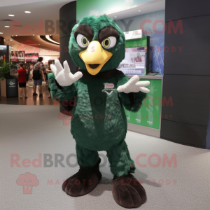 Forest Green Eagle mascot costume character dressed with a Mom Jeans and Gloves