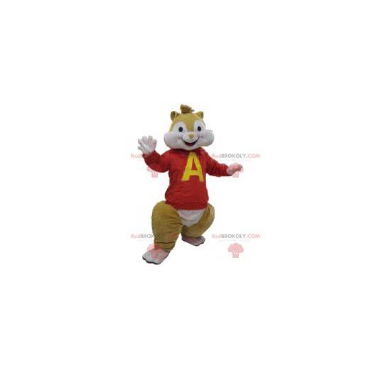 Eichhörnchen Maskottchen mit einem roten Trikot. Eichhörnchen