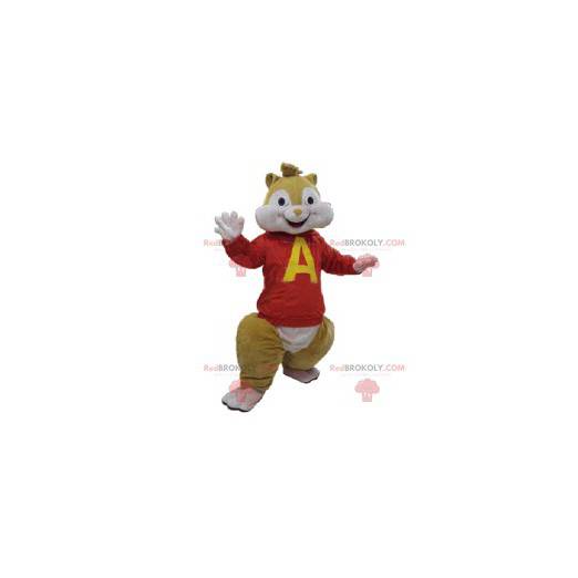 Squirrel mascot with a red jersey. Squirrel costume -
