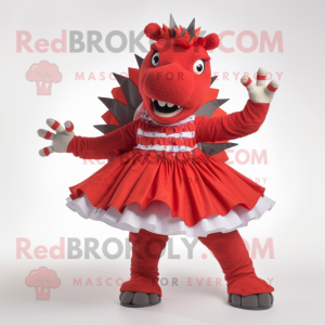 Rød Stegosaurus maskot...